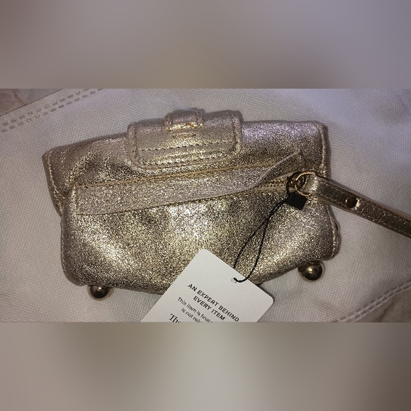 ROBERTO CAVALLI GOLD LEATHER MINI POCHETTE WRISTLET WALLET AUTHENTIC AND RARE! - Picture 9 of 13